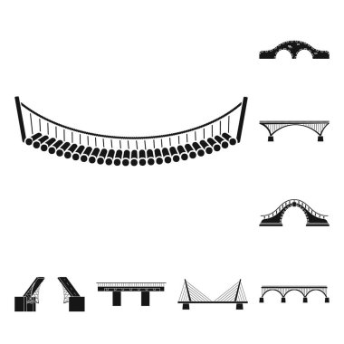 Vektör tasarımı yapı ve yan sembolü. Yapı ve köprü stok vektör çizim seti.