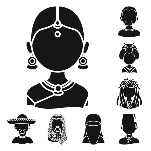 Изолированный объект персоны и логотип культуры. Коллекция персональных и расовых символов для интернета . — стоковый вектор