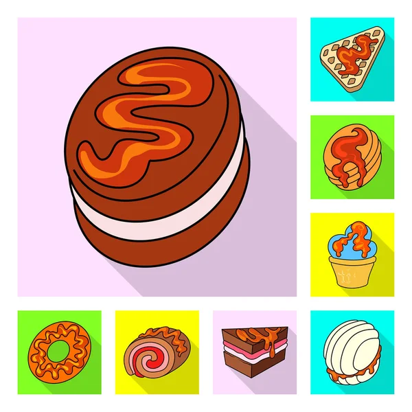 Objeto aislado de confitería y signo culinario. Conjunto de confitería y colorido vector de stock ilustración . — Archivo Imágenes Vectoriales