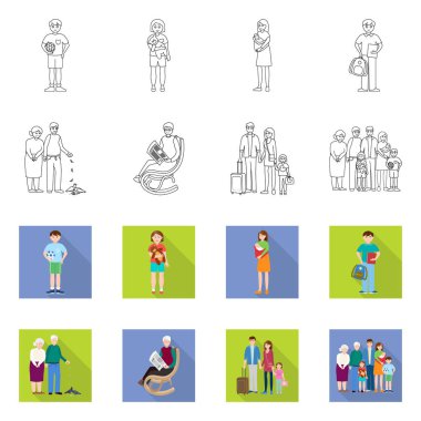 İzole işareti karakteri ve avatar nesne. Web için karakter ve portre hisse senedi simgesi kümesi.