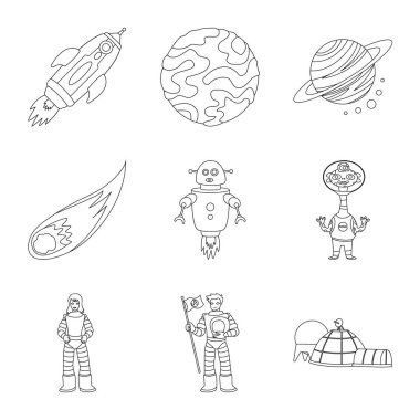 Boşluk ve galaksi işareti izole nesne. Web için alan ve seyahat Stok sembolü koleksiyonu.