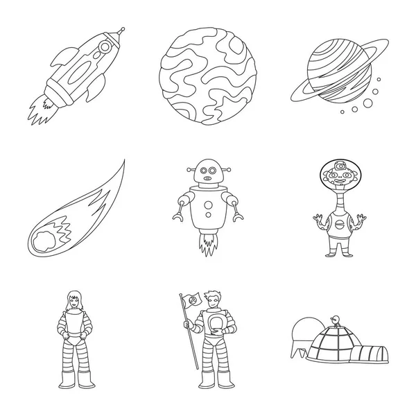 Objet isolé de l'espace et signe de la galaxie. Collection d'espace et voyages stock symbole pour le web . — Image vectorielle