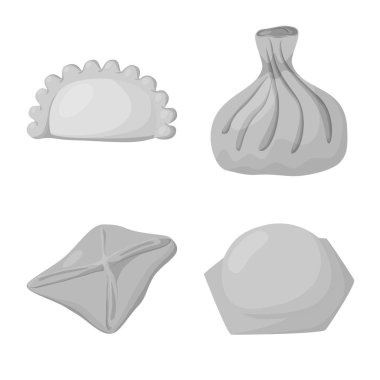 Köfte ve doldurulmuş logo vektör tasarımı. Köfte ve yemek vektör simgesini hissenin koleksiyonu.