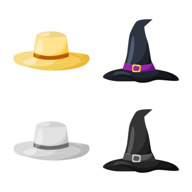 Giyim ve kap simge vektör tasarımı. Giyim ve hisse senedi için bere vektör simge kümesi.