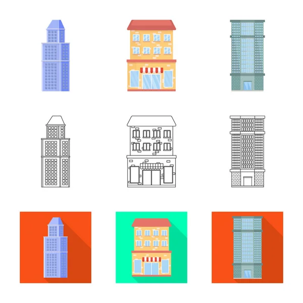 Ilustração vetorial do sinal municipal e central. Coleção de ícone de vetor municipal e imobiliário para estoque . — Vetor de Stock