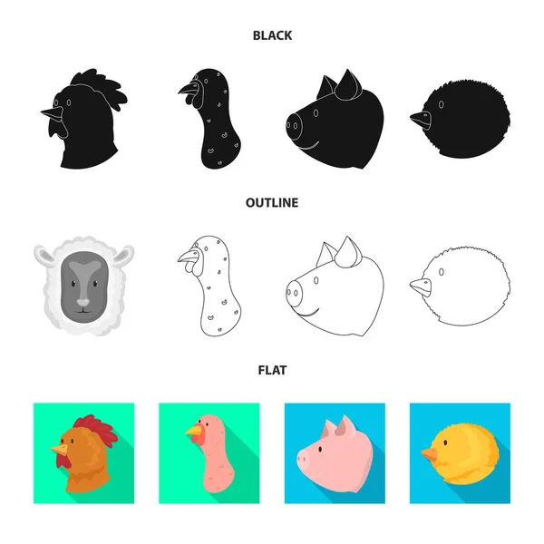 Diseño vectorial de la agricultura y el signo de cría. Colección de símbolos de agricultura y stock orgánico para la web . — Archivo Imágenes Vectoriales