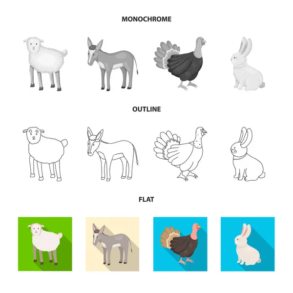 Conception vectorielle de l'élevage et logo de la cuisine. Collection d'icônes vectorielles biologiques et reproductrices pour le stock . — Image vectorielle