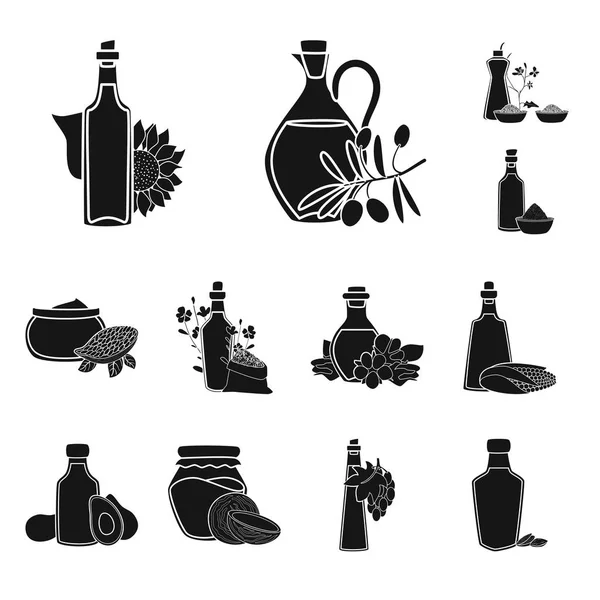 Petrol ve Tarım logosu izole nesne. Web için yağ ve cam stok sembolü seti.