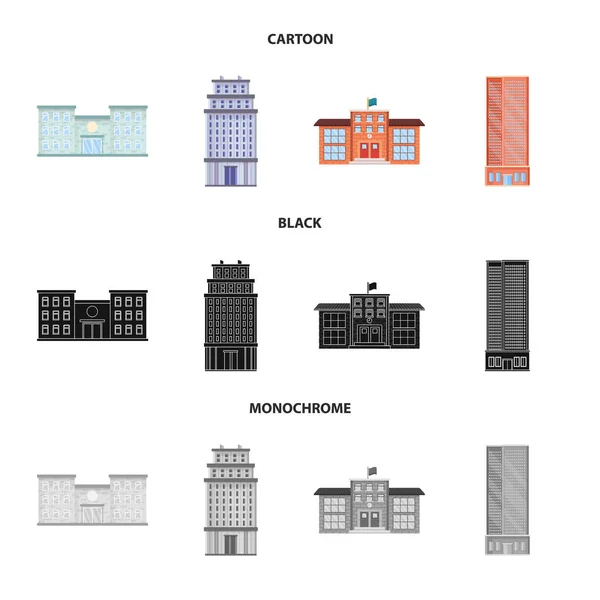 Illustration vectorielle du symbole municipal et central. Ensemble d'icône vectorielle municipale et immobilière pour stock . — Image vectorielle