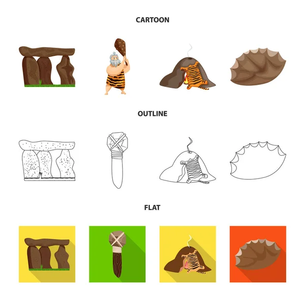 Diseño vectorial del icono de la evolución y la prehistoria. Conjunto de evolución y desarrollo de stock símbolo para web . — Vector de stock