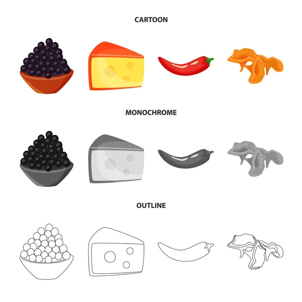 Векторный дизайн вкуса и логотипа продукта. Набор векторных значков вкуса и приготовления пищи для склада . — стоковый вектор