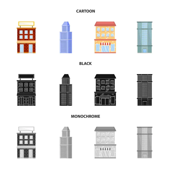 Objeto aislado del logotipo municipal y central. Conjunto de iconos vectoriales municipales y inmobiliarios para stock . — Archivo Imágenes Vectoriales