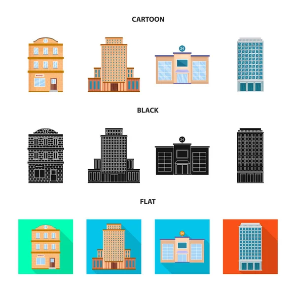 Objeto aislado de símbolo municipal y central. Conjunto de iconos vectoriales municipales y inmobiliarios para stock . — Archivo Imágenes Vectoriales