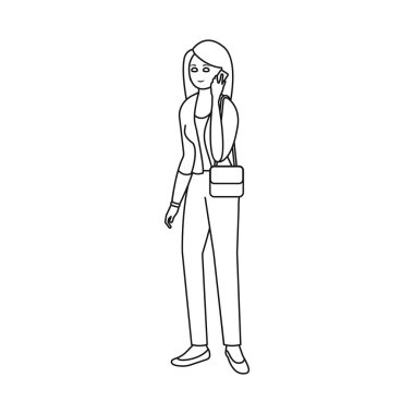 Kadın ve iş logosu vektör tasarımı. Kadın ve işadamı stok vektör çizim seti.