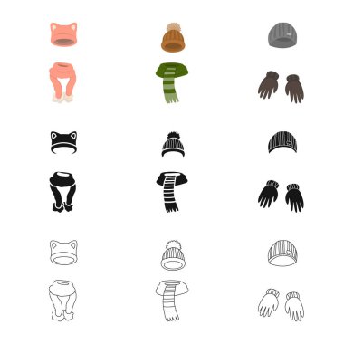 Giysi ve doku yalıtılmış nesne logo. Elbiselerini ayarla ve stok için vektör simge hava.