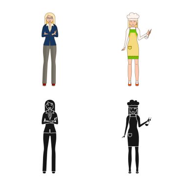 Duruş ve ruh hali simge vektör tasarımı. Duruş ve hisse senedi için kadın vektör ikon koleksiyonu.