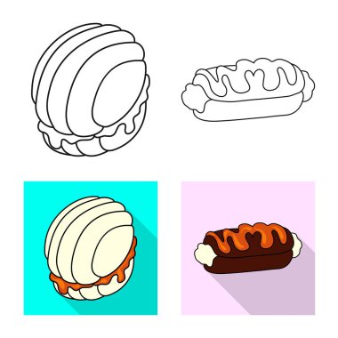 Şekerleme ve mutfak işareti yalıtılmış nesne. Şekerlemeler ve ürün stok vektör çizim.