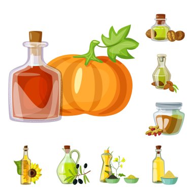 Şişe ve cam simge vektör Illustration. Web için şişe ve tarım hisse senedi simgesi kümesi.