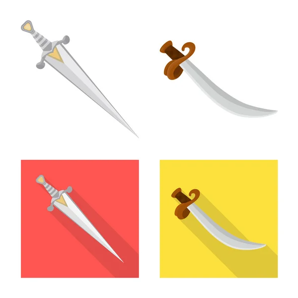Vector ontwerp van spel en armor symbool. Set van spel en blade vector pictogram voor voorraad. — Stockvector