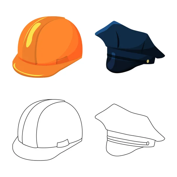 Vector illustration of clothing and cap icon. Set of clothing and beret stock symbol for web. — Stock Vector