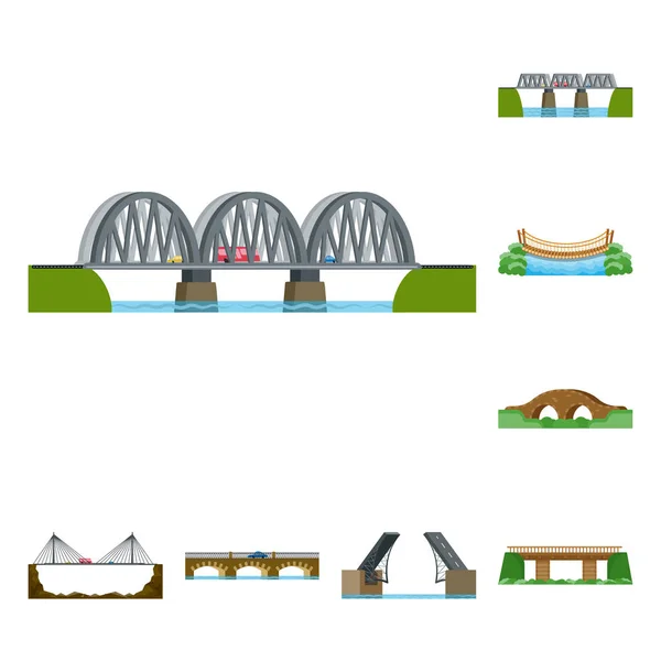 Ilustração vetorial de pontes e logotipo da ponte. Coleta de pontes e símbolo de estoque de marco para web . —  Vetores de Stock