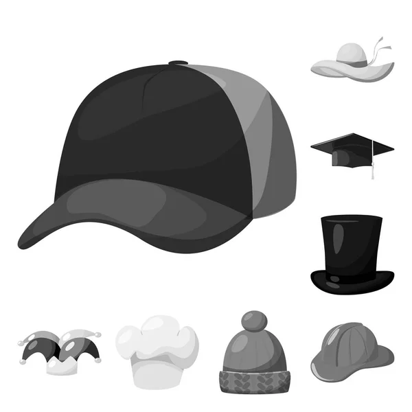 Isolé objet de chapeau et casque logo. Collection de chapeau et profession illustration vectorielle de stock . — Image vectorielle