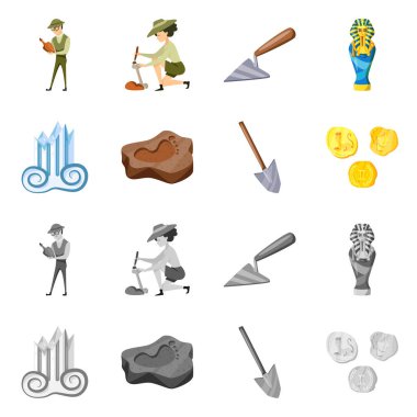 Vektör tasarımı bir hikaye ve öğeleri işaret. Hisse senedi için hikaye ve öznitelikleri vektör simge kümesi.