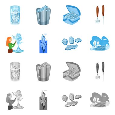 Doku ve donmuş simge vektör çizimi. Doku ve hisse senedi için şeffaf vektör ikon koleksiyonu.