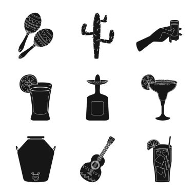 Karnaval ve ulusal sembolün izole nesne. Stok için karnaval ve Tequila vektör simgesi koleksiyonu.