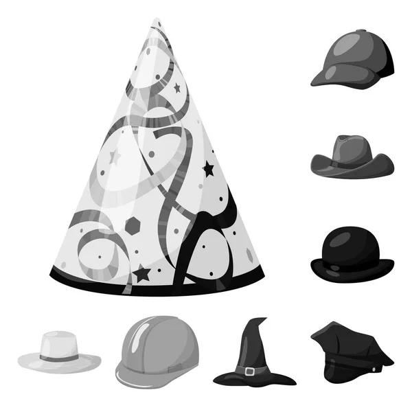 Şapka ve kask simgesinin vektör Illustration. Web için şapka ve meslek stok sembolü koleksiyonu. — Stok Vektör