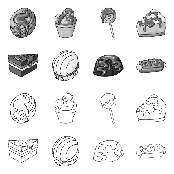Geïsoleerde object van zoetwaren en culinaire logo. Set van zoetwaren en product vector icoon voor voorraad. — Stockvector