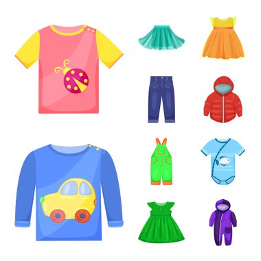 Bebek ve çocuk logosu vektör tasarımı. Web için bebek ve çocuk stok sembolü koleksiyonu.