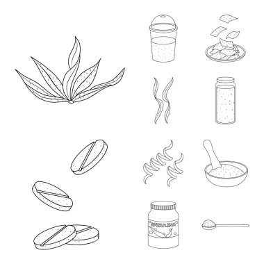 Vektör Illustration gıda ve Vegan simgesi. Gıda ve ot stok vektör çizim koleksiyonu.