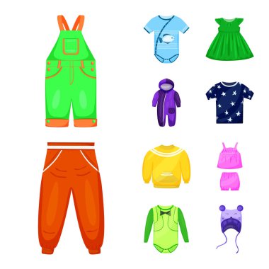 Bebek ve çocuk tabelası izole nesne. Stok için bebek ve çocuk vektör simgesi koleksiyonu.