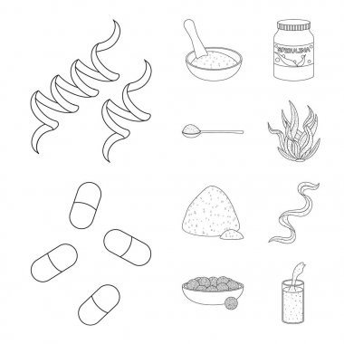Vektör Illustration gıda ve Vegan sembolü. Gıda ve ot stok vektör çizim koleksiyonu.