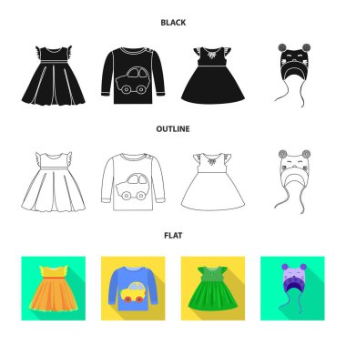 Moda ve giysi logo yalıtılmış nesne. Hisse senedi için moda ve pamuk vektör simge kümesi.