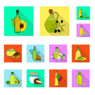 Vektör Illustration şişe ve cam logosu. Stok için şişe ve tarım vektör simgesi koleksiyonu.