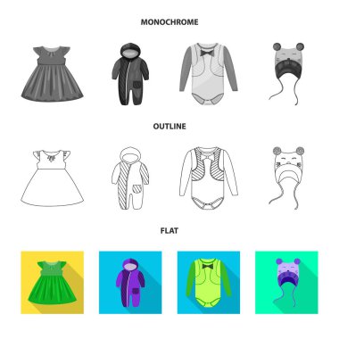 Moda ve giysi sembolü yalıtılmış nesne. Moda ve pamuk stok vektör çizim topluluğu.