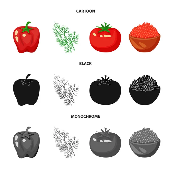 Векторная иллюстрация вкуса и логотипа продукта. Коллекция векторных иллюстраций вкуса и кулинарных запасов . — стоковый вектор