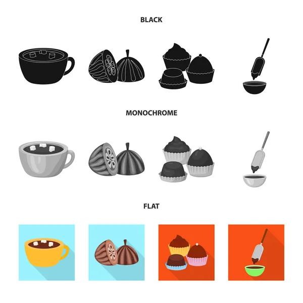 Ilustración vectorial de comida y signo delicioso. Colección de alimentos y marrón símbolo de stock para la web . — Vector de stock