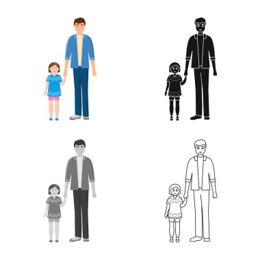 Baba ve kız işareti vektör Illustration. Set baba ve baba vektör simgesi stok için.