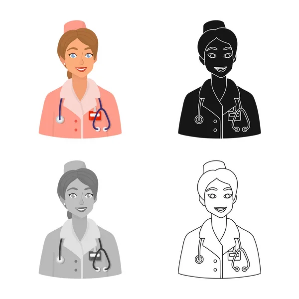 Vector illustratie van verpleegkundige en Doctor Sign. Verzameling van verpleegkundige en assistent voorraad vector illustratie. — Stockvector