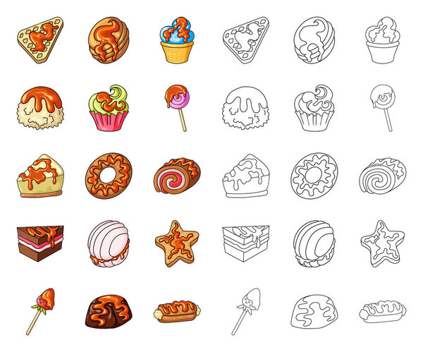 Vector design of dessert and sweet logo. Set of dessert and food vector icon for stock.