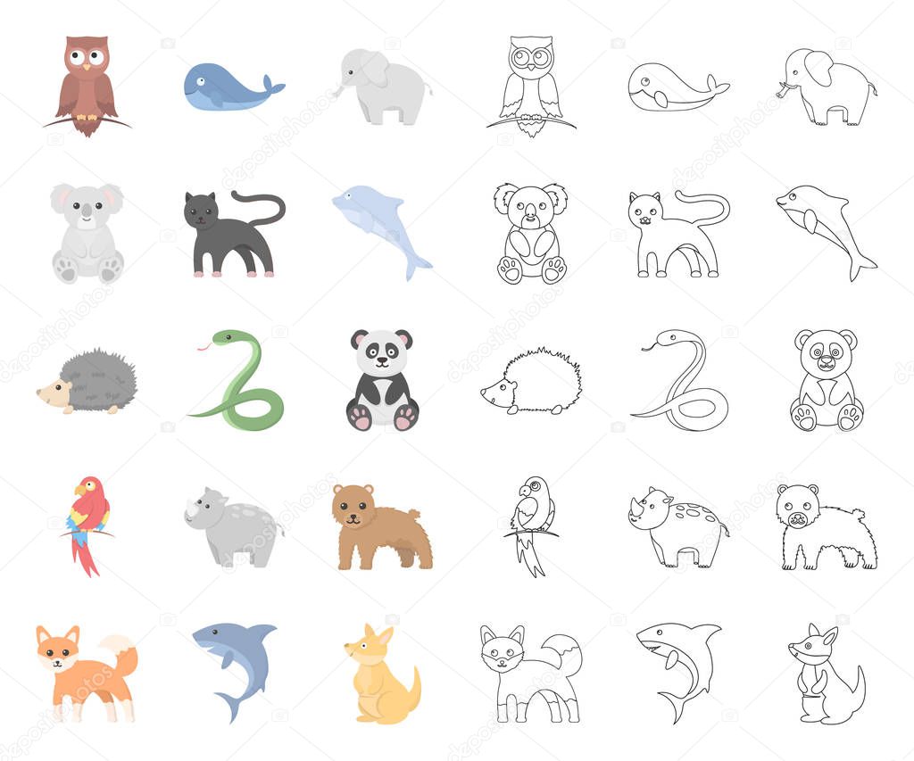 An unrealistic animal cartoon,outline icons in set collection for design. Toy animals vector symbol stock illustration.