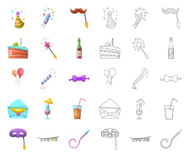 Parti ve Doğum günü sembolü yalıtılmış nesne. Hisse senedi için kutlama ve parti vektör simge topluluğu.