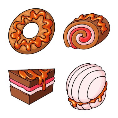 Tatlı ve tatlı simge vektör Illustration. Tatlı ve gıda stok vektör çizim seti.