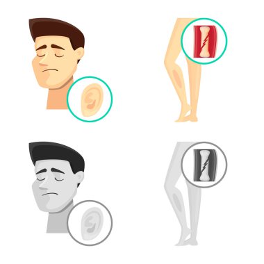 Hastane ve işleme logo vektör çizimi. Hastane ayarla ve hisse senedi simgesi web için yardım.