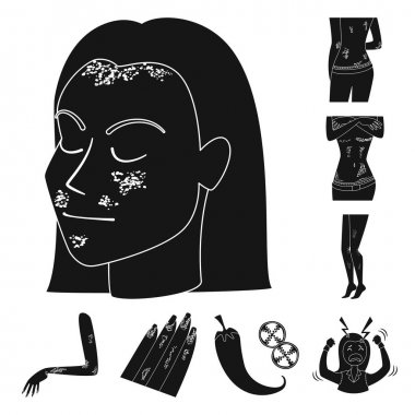 Sağlık ve tıbbi sembolü izole nesne. Stok için sağlık ve Dermatoloji vektör simgesi koleksiyonu.