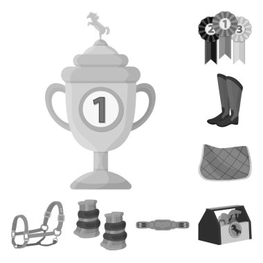 Yarış ve at logosu vektör Illustration. Web için yarış ve yarış stok sembolü seti.