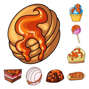 Tatlı ve güzel logo vektör tasarımı. Web için tatlı ve gıda hisse senedi simgesi kümesi.